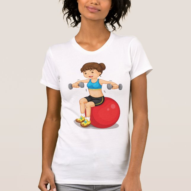 T-Shirt Fille Exercice Avec Poids Femme (Devant)