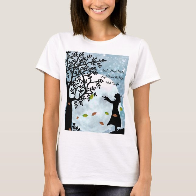 T-shirt Fille faisant un vœu à un arbre (Devant)