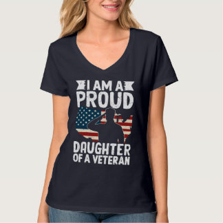 T-shirt Fille fière d'un vétéran patriote militaire Papa