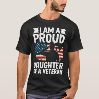 T-shirt Fille fière d'un vétéran patriote militaire papa