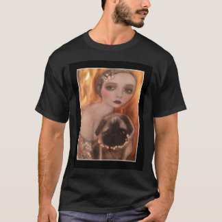 T-shirt Fille Flapper Art Pug Vintage