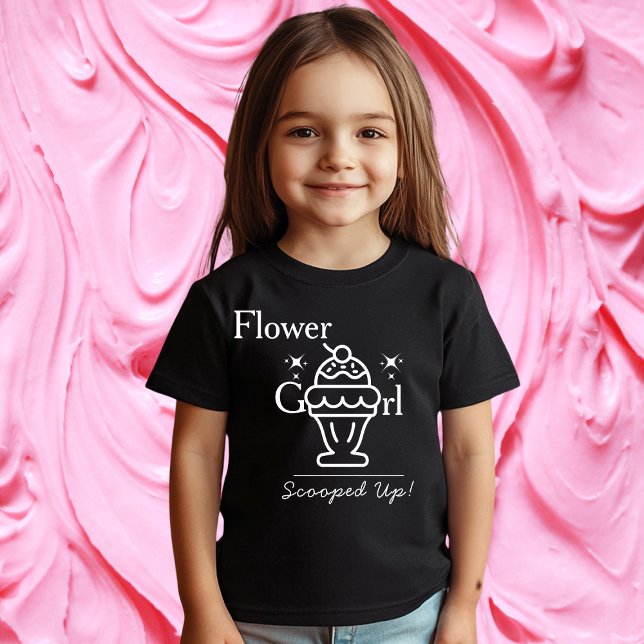 T-shirt Fille Fleur Retro Crème Glacée Prise dans un Ensem (Retro Ice Cream Flower Girl Scooped up Matching T-Shirt)