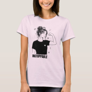 T-shirt Fille forte imparable Line Art avec couronne