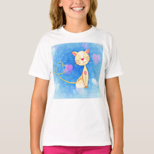 T-shirt fille girly de filles de sourire mignon de coeurs