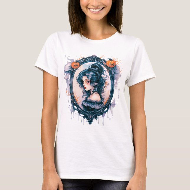 T-shirt Fille gothique dans miroir victorien Halloween (Devant)