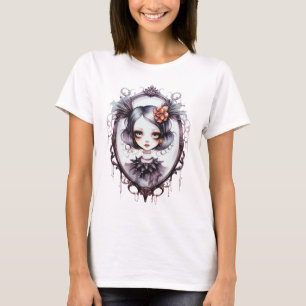 T-shirt Fille gothique dans un miroir victorien Halloween