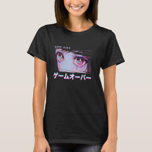 T-shirt Fille Gothique Pastel Glitch Anime GAME OVER Vapor