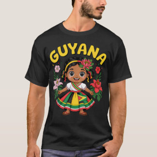 T-shirt Fille guyanienne en tenue traditionnelle avec fleu