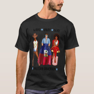 T-shirt Fille haïtienne africaine Drapeau des femmes d'Haï