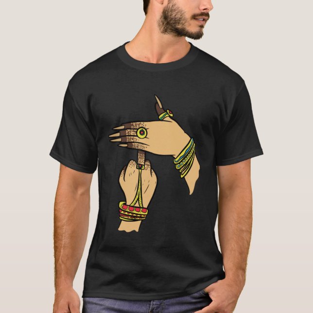 T-shirt Fille Hands Desi Bollywood Sarcastique Hindi Punja (Devant)