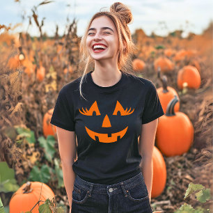 T-shirt Fille Jack-o'-lantern Citrouille Face Halloween