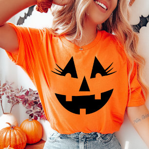 T-shirt Fille Jack-O-Lanterne Citrouille Face Halloween