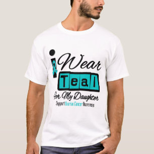 T-shirt Fille - je porte le rétro Cancer ovarien turquoise