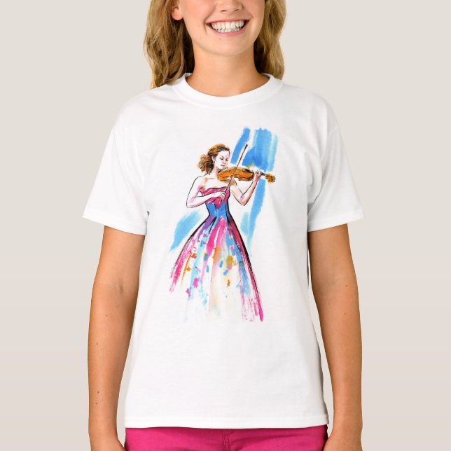 T-shirt Fille jouant du violon (Devant)