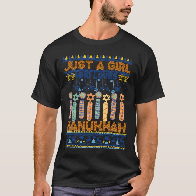 T-shirt Fille juste affreuse aime Hanoukka juive Chanukah  (Devant)