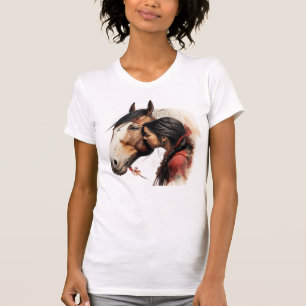 T-shirt Fille Kissing Horse Indien