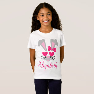 T-shirt fille lapin de Pâques personnalisée