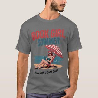 T-shirt Fille lisant un livre d'été drôle de vacances à la
