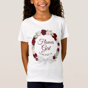 T-Shirt Fille Mariage de fleurs de fleurs rouges de Bourgo