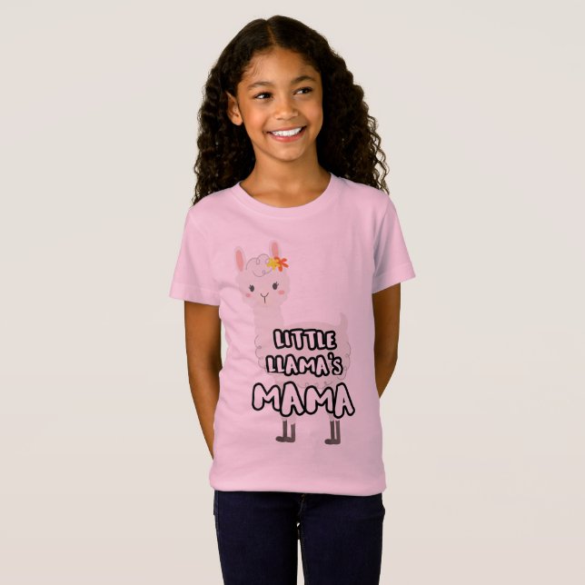 T-Shirt Fille mère jumelle Petites lamas maman (Devant entier)