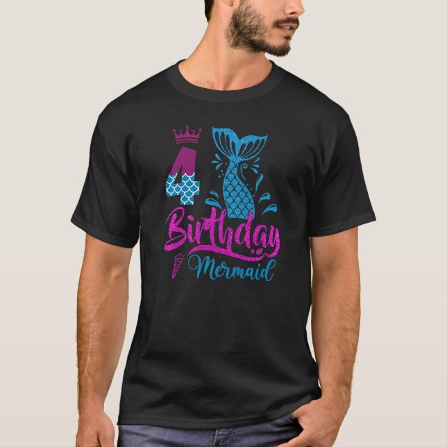 T-shirt Fille Mermaid 4 Ans Anniversaire (Devant)