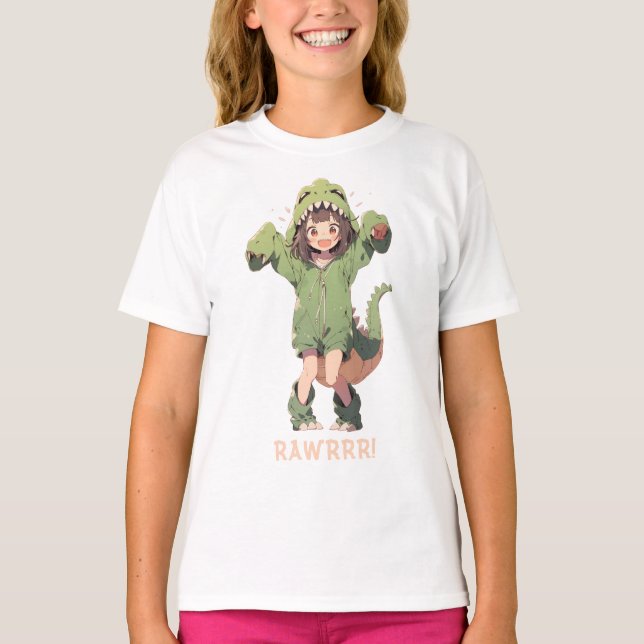 T-shirt fille mignonne Dino (Devant)