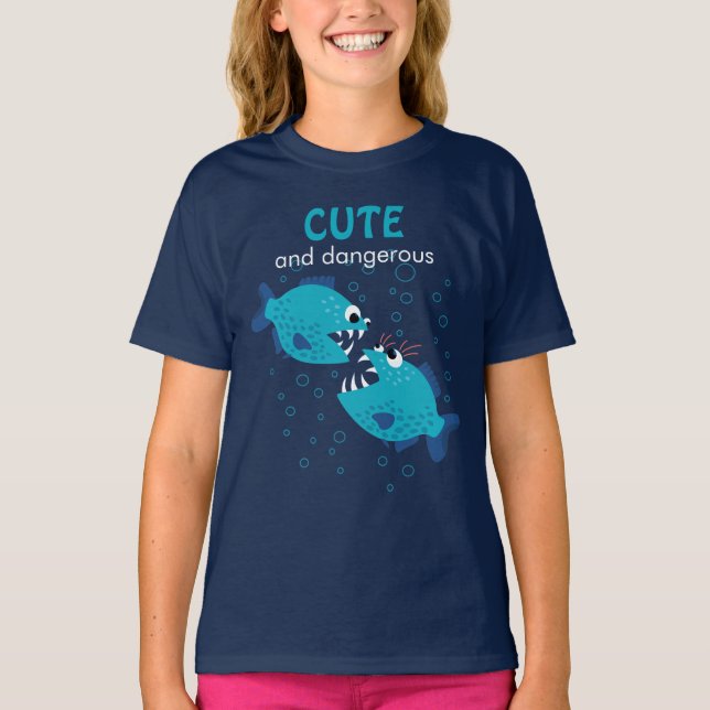 T-shirt Fille mignonne et dangereuse des textes de (Devant)