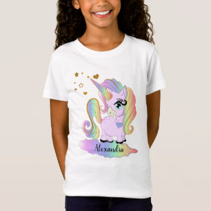 T-Shirt Fille mignonne personnalisée de licorne