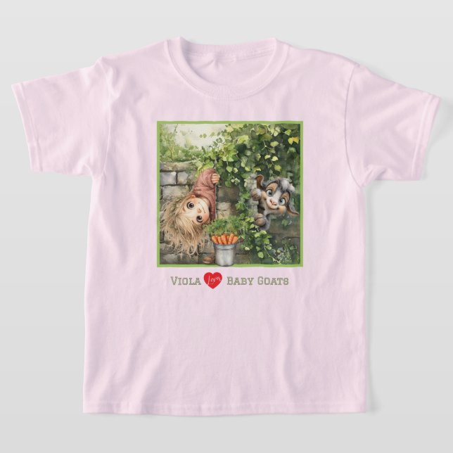 T-shirt fille mignonne qui regarde et chèvre migno (Poser)