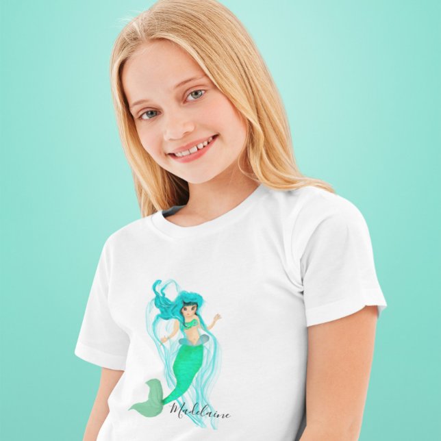 T-shirt fille mignonne verte de sirène (Créateur téléchargé)