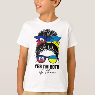 T-shirt Fille moitié haïtienne moitié ukrainienne Haïti Uk