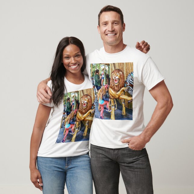 T-shirt Fille montant sur un carrousel (Unisexe)