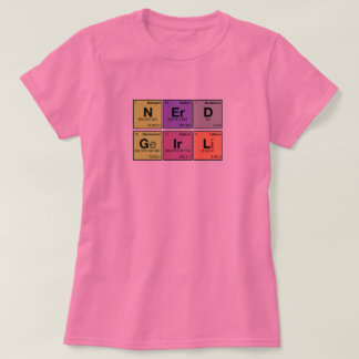 T-shirt FILLE NERD ! Bousculade périodique d'éléments
