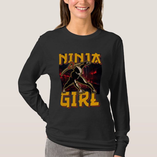 T-shirt Fille Ninja guerrière drôle (Devant)