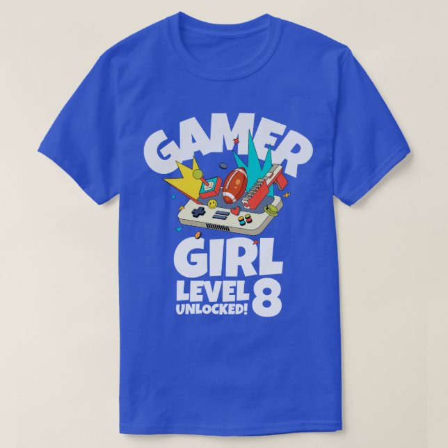 T-shirt Fille niveau 8 déverrouillée (Design devant)