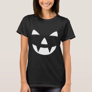 T-shirt Fille Noir et blanc Citrouille Face Halloween