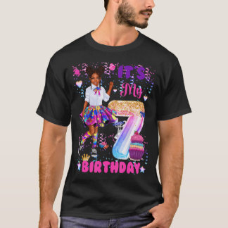 T-shirt Fille Noire Africaine Américaine 7 Ans C'Est Mon 7