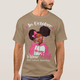 T-shirt Fille Noire En Octobre Nous Portons Le Cancer Du S