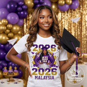 T-shirt Fille Noire Grad Ère 2026 Violet Or