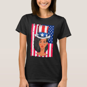 T-shirt Fille noire Melanin Oncle Sam Casquette 4 juillet 