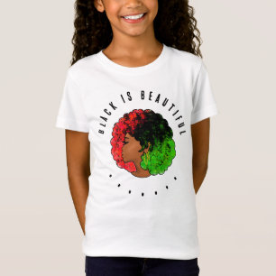 T-Shirt Fille noire panafricaine femme rouge vert fierté a