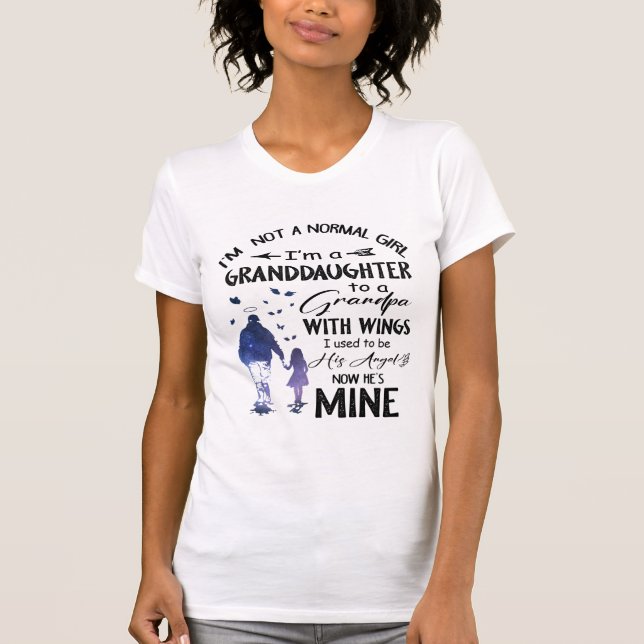 T-shirt Fille normale Grand-fille Papi avec ailes Ange (Devant)