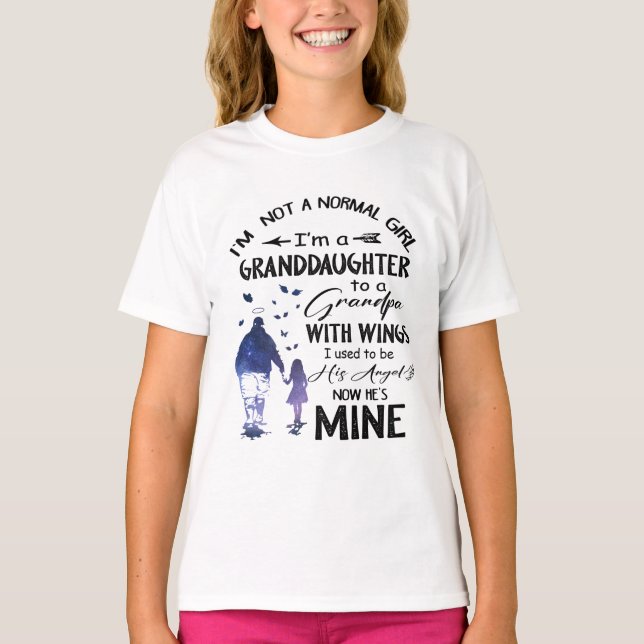 T-shirt Fille normale Grand-fille Papi avec ailes Ange (Devant)