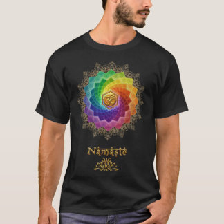 T-shirt Fille Om Namaste Lotus Arc-en-ciel