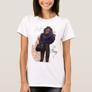 T-shirt Fille pailletée de mode aux cheveux rouges marron