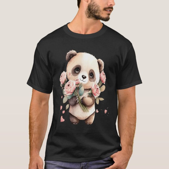 T-shirt Fille panda valentine jour femmes panda ours maman (Devant)