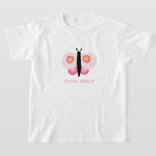 T-shirt Fille papillon rose personnalisée (Poser)