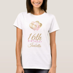 T-shirt Fille Parties scintillant rose Ballons 16e anniver