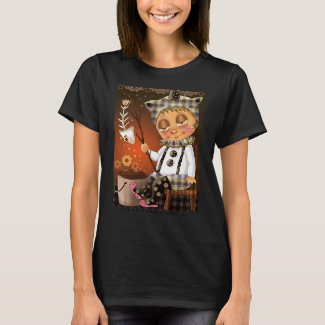 T-shirt Fille pêchant sur la lune (Devant)