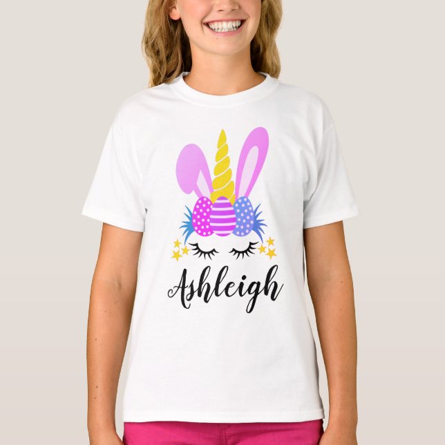 T-shirt Fille personnalisée Lapin cadeau de Pâques lapin l (Devant)